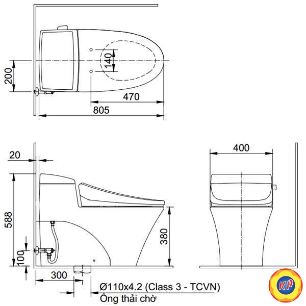 Bồn Cầu INAX AC-1017R/CW-S32VN Nắp Rửa Cơ