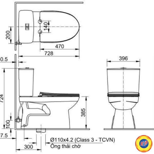 Bồn Cầu INAX AC-514A/CW-S32VN-1 Nắp Rửa Cơ