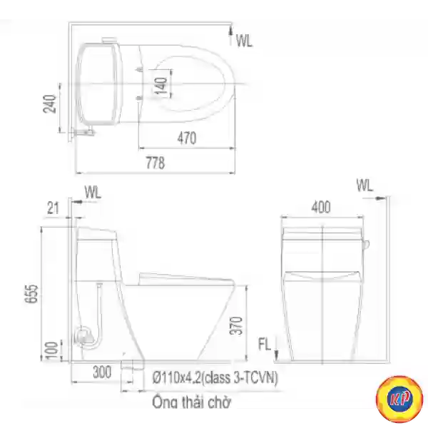 Bồn Cầu INAX AC-918VRN (AC918VRN) 1 Khối Aqua Ceramic