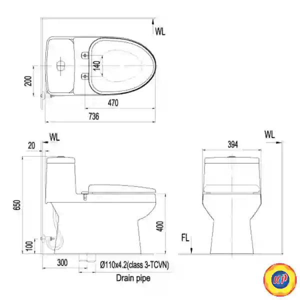 Bồn Cầu INAX AC-939VN-2 (AC939VN-2) 1 Khối Aqua Ceramic