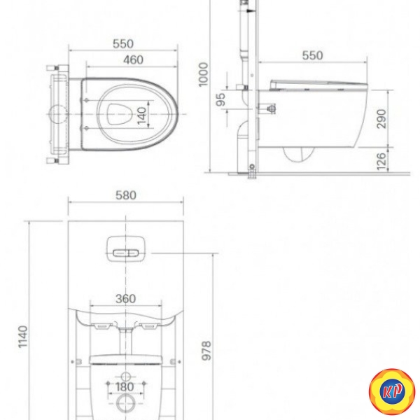 Bồn Cầu Điện Tử Treo Tường INAX AC-952/CW-KA22AVN