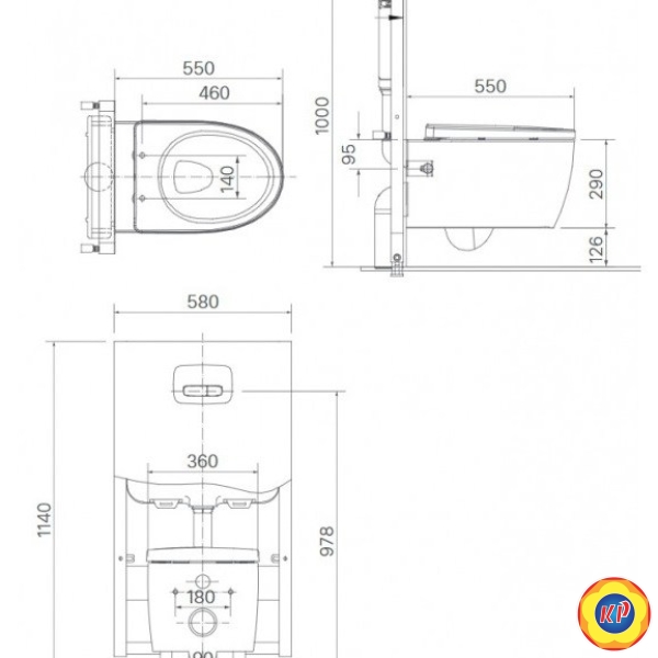 Bồn Cầu Điện Tử Treo Tường INAX AC-952/CW-KB22AVN