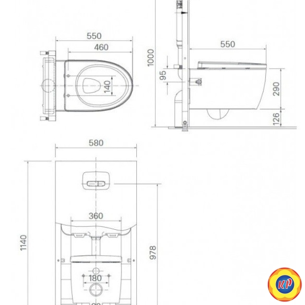 Bồn Cầu Treo Tường INAX AC-952/CW-S15VN Nắp Rửa Cơ