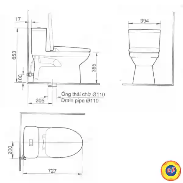 Bồn Cầu INAX AC-969VN (AC969VN) 1 Khối Aqua Ceramic (TDM)