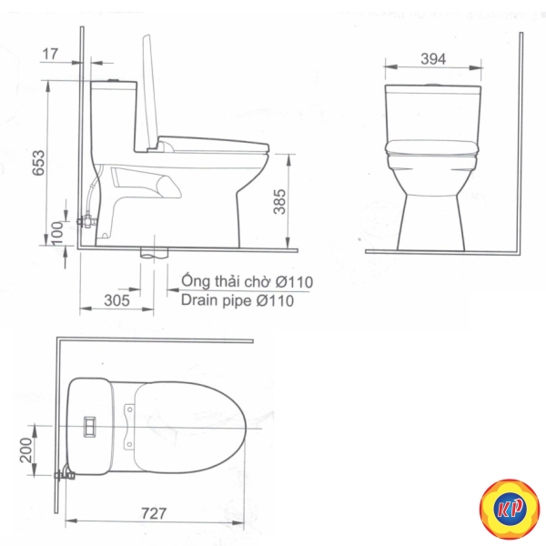 Bồn Cầu INAX AC-969VN-2 (AC969VN-2) 1 Khối Nắp Êm Aqua Ceramic
