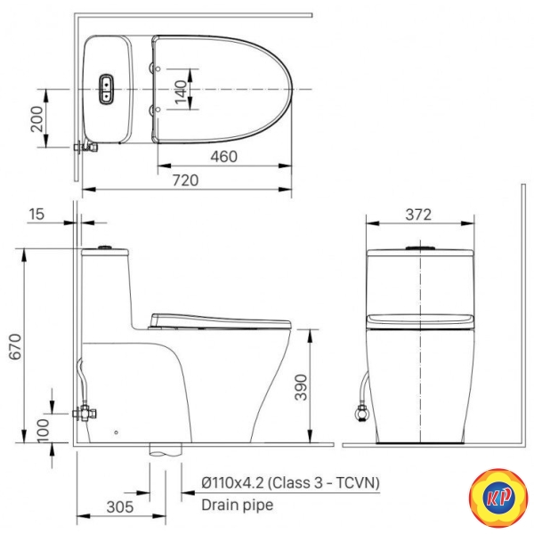 Bồn Cầu INAX AC-989/CW-S15VN Nắp Rửa Cơ