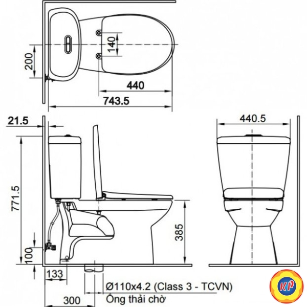 Bồn Cầu INAX C-306A/CW-S15VN Nắp Rửa Cơ