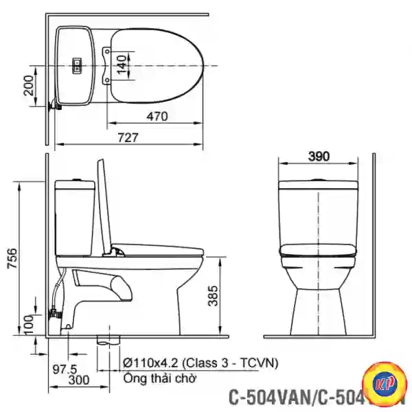 Bồn Cầu INAX C-504VAN (C504VAN) Hai Khối Nắp Êm