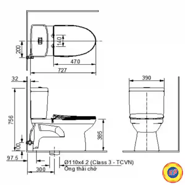 Bồn Cầu INAX C-504VAN-2 (C504VAN-2) Hai Khối Nắp Êm CF-600VS