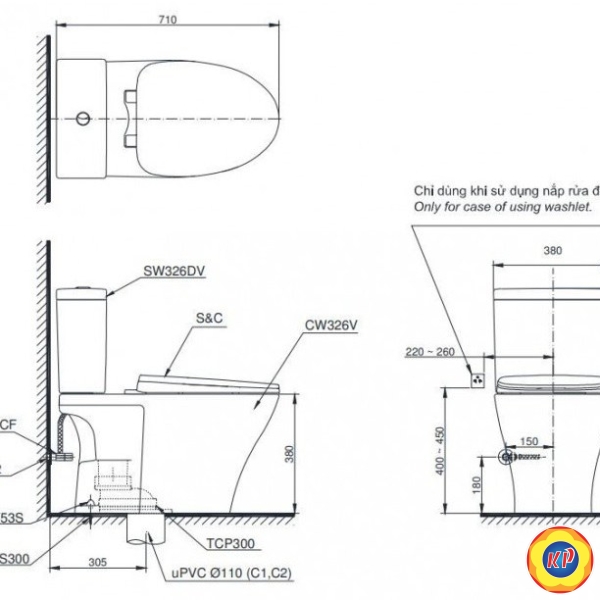Bồn Cầu TOTO CS326DE4 Nắp Rửa Cơ