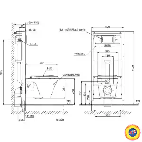 Bồn Cầu TOTO CW822RA/TC385VS Treo Tường