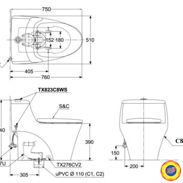 Bồn Cầu TOTO MS823DRT3 1 Khối Nắp TC385VS