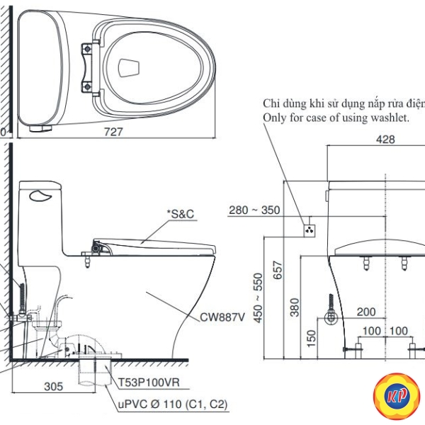 Bồn Cầu TOTO MS887RE4 Nắp Rửa Cơ