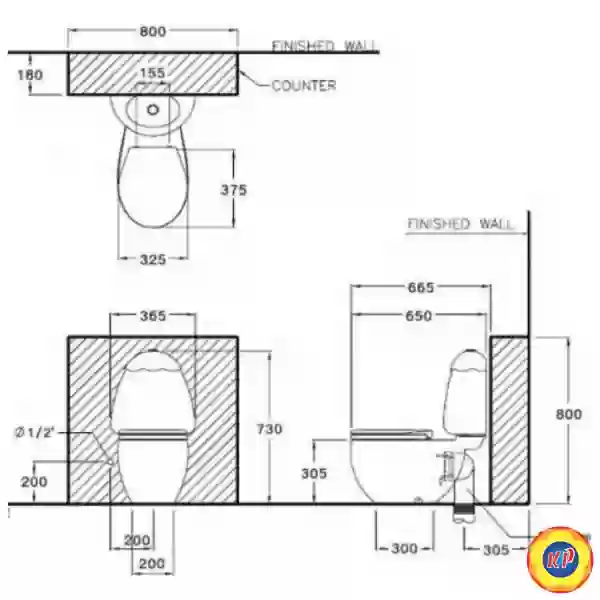 Bồn Cầu COTTO C15037 KW Googai Hai Khối Trẻ Em Nắp Thường