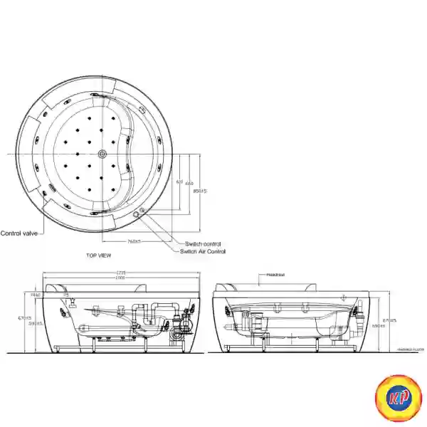 Bồn Tắm Massage American Standard 70212100-WT Đặt Sàn 1.7M