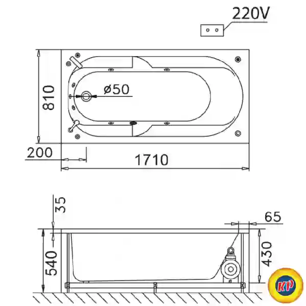 Bồn Tắm 1.7M Chân Yếm CAESAR AT0170L/R