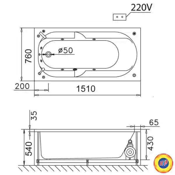 Bồn Tắm 1.5M Chân Yếm CAESAR AT0150L/R
