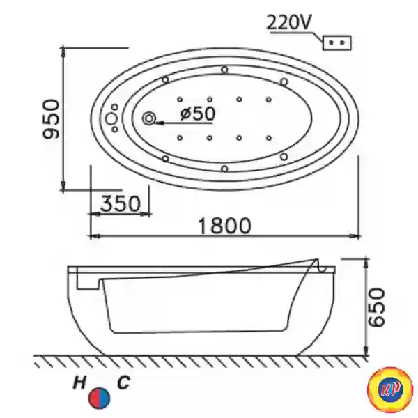 Bồn Tắm CAESAR AT6480 Lập Thể Chân Yếm 1.8M