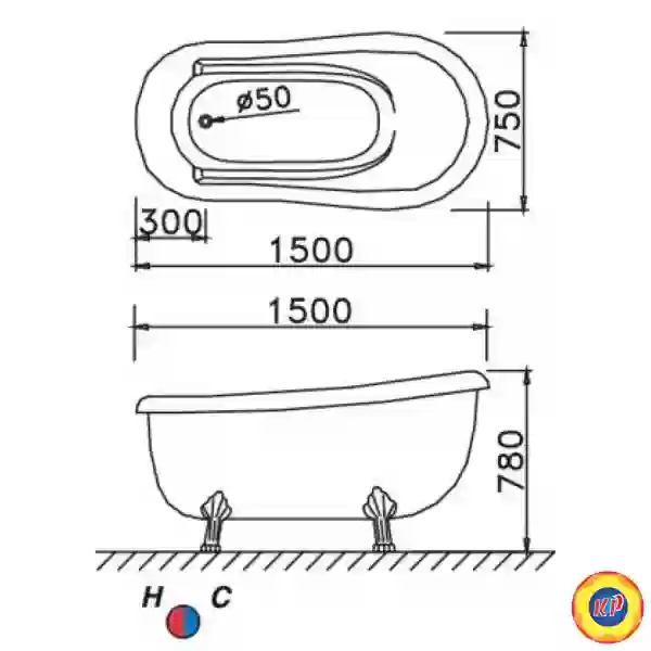 Bồn Tắm Caesar KT1150 Đặt Sàn 1.5M