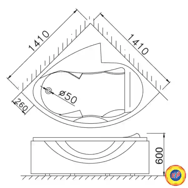 Bồn Tắm Góc Caesar AT5140 Chân Yếm 1.4M