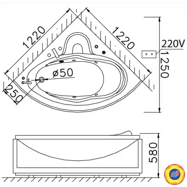 Bồn Tắm Góc Caesar AT5120 Chân Yếm 1.2M