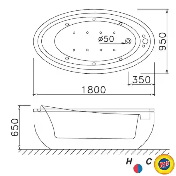 Bồn Tắm CAESAR MT6480 Massage Đặt Sàn 1.8M
