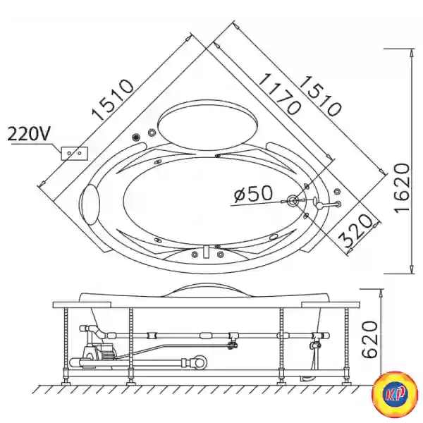Bồn Tắm Góc CAESAR AT5150A Xây 1.5M
