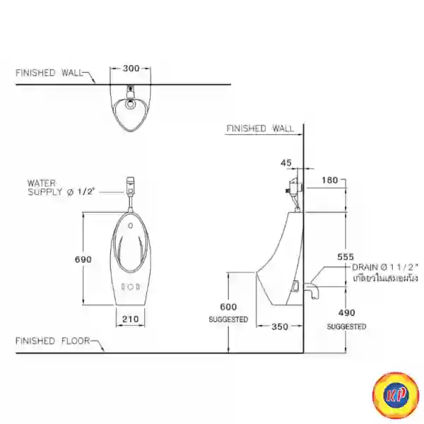 Bồn Tiểu Nam COTTO C30207 Treo Tường