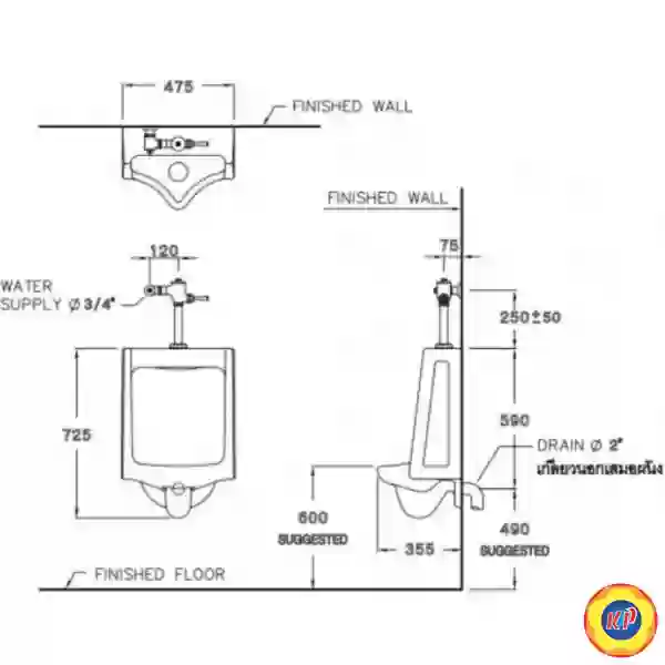 Bồn Tiểu Nam COTTO C303 Santana Treo Tường