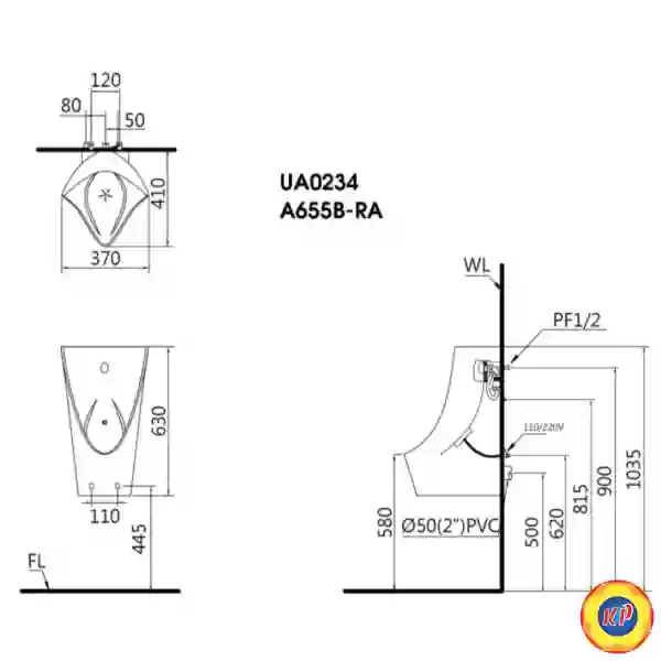 Bệ Tiểu Cảm Ứng CAESAR UA0234 Treo Tường