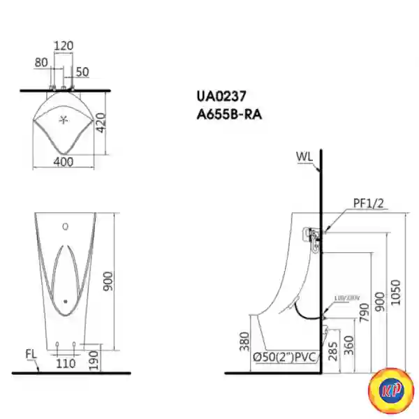 Bệ Tiểu Cảm Ứng CAESAR UA0237 Treo Tường