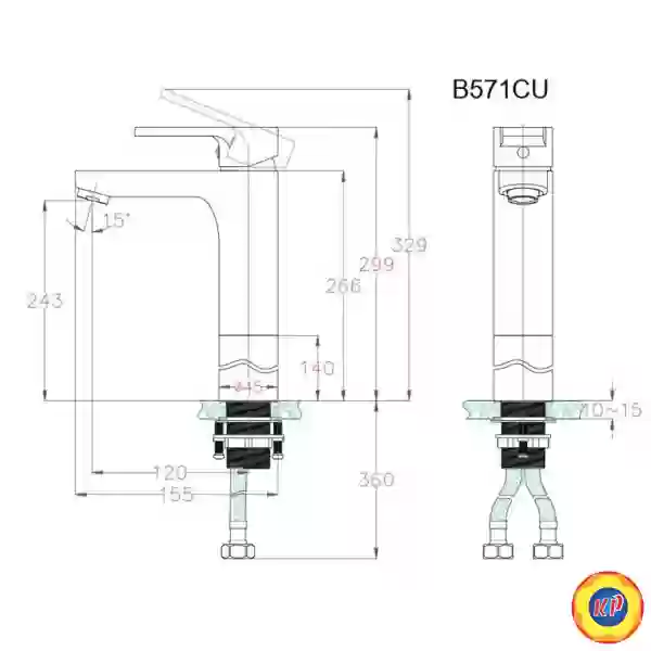 Vòi Lavabo Caesar B571CU Nóng Lạnh Cổ Cao