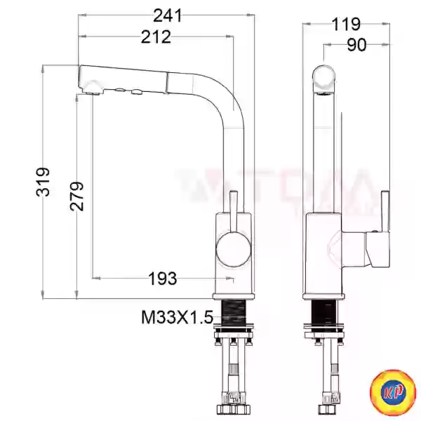 Vòi Rửa Chén Caesar K915C Rút Dây Nóng Lạnh