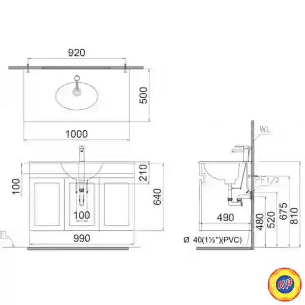 Bộ Tủ Lavabo Caesar Treo Tường LF5028/EH05028ASV Màu Xám