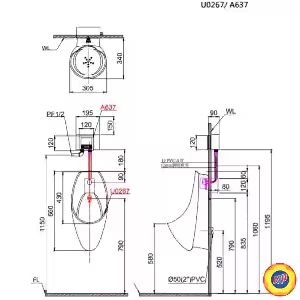Bệ Tiểu Nam CAESAR U0267 Treo Tường