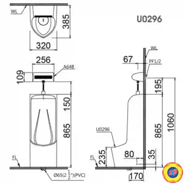 Bệ Tiểu Nam CAESAR U0296 Đặt Sàn
