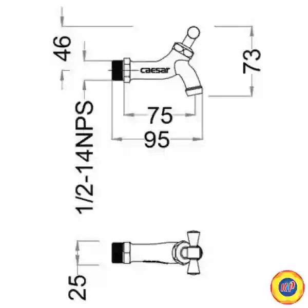 Vòi Lạnh Gắn Tường CAESAR W034-1 (Ø21)