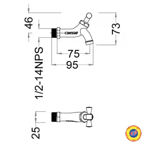 Vòi Lạnh Gắn Tường CAESAR W034 (Ø21)