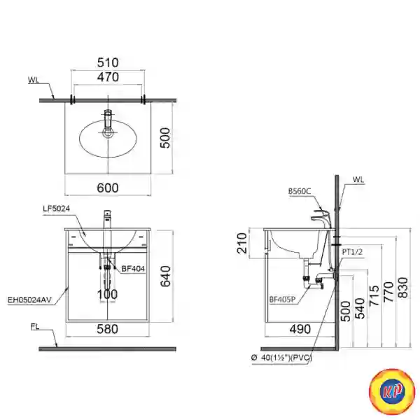 Bộ Tủ Lavabo Caesar LF5024/EH05024ASV Màu Xám