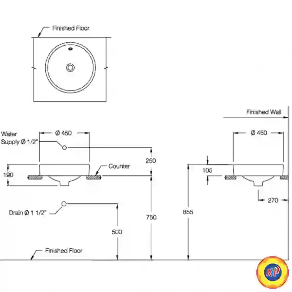 Chậu Rửa Lavabo COTTO C00027 Neo Dương Bàn