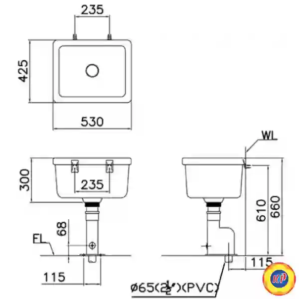Chậu Giặt CAESAR SS558AS Bộ Xả Thoát Sàn