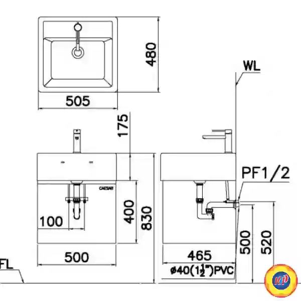 Chậu Rửa Lavabo CAESAR LF5236 Đặt Bàn Chữ Nhật