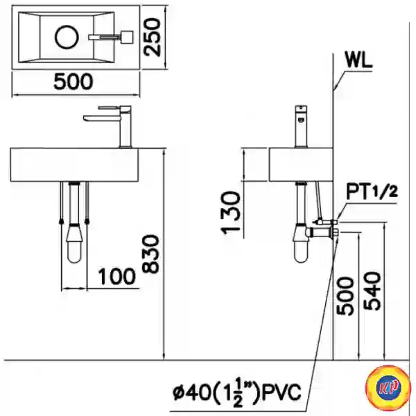 Chậu Rửa Mặt Lavabo CAESAR LF5239S Nhỏ Vòi Phải