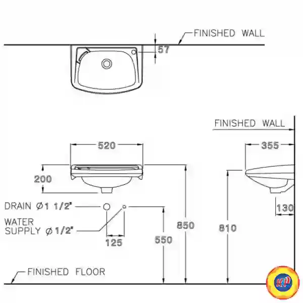 Chậu Lavabo Treo Tường COTTO C002 Dorex