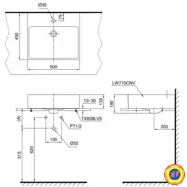 Chậu Lavabo TOTO LT710CTR#XW (LT710CTRM) Đặt Bàn