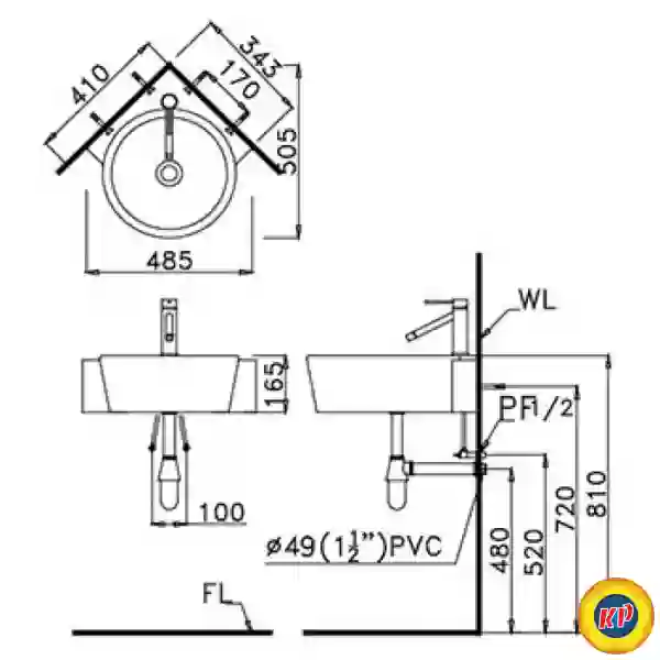Chậu Rửa Lavabo Treo Góc CAESAR LF5238
