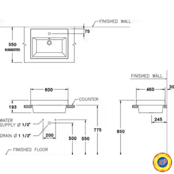 Chậu Rửa Lavabo COTTO C0902 Quado Dương Bàn