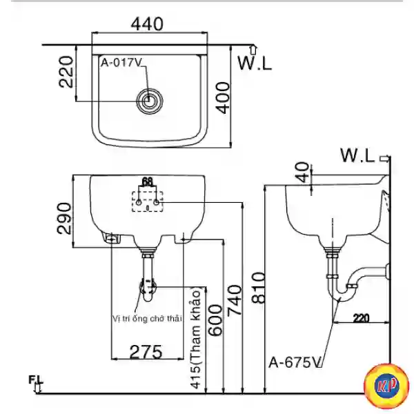 Chậu Rửa Lavabo Inax S-17V (S17V) Đa Năng Treo Tường