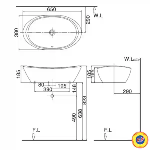 Chậu Rửa Mặt Lavabo Inax L-465V (L465V) Đặt Bàn