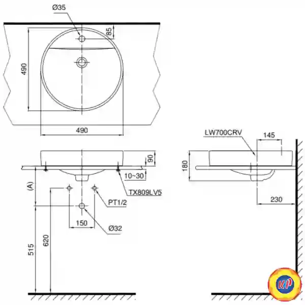 Chậu Lavabo TOTO LT700CTR#XW Đặt Bàn